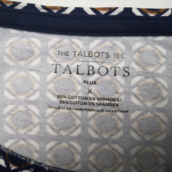 Talbots "The Talbots Tee" Ladies Size X Navy White & Tan Long Sleeves T-shirt - Picture 3 of 9
